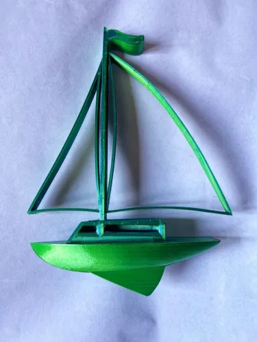 Miniatura de Barco Decorativo Verde 3d 25cm