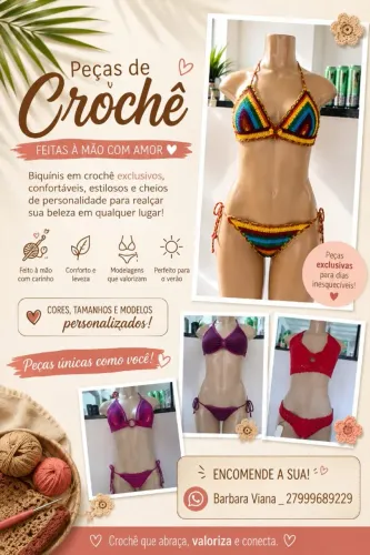 Biquinis em crochê. Feitos à mão. 