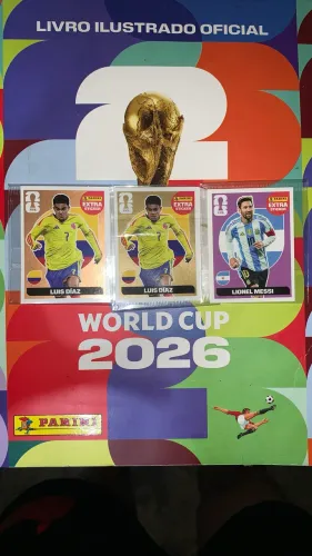 Kit 3 Figurinhas Extra Sticker Copa 2026 - Messi + Luís Díaz