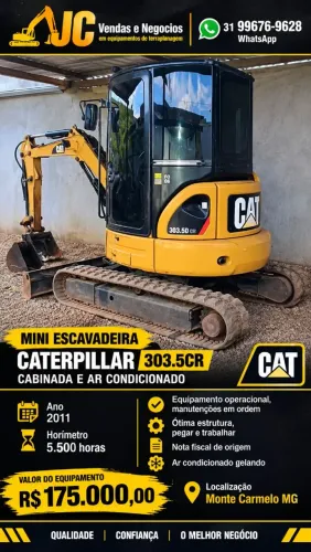 Mini escavadeira Caterpillar 303.5D CR cabinada