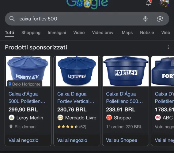 Caixa d?água fortlev 500 litros 
