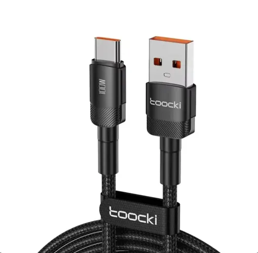 Cabo USB-A para USB-c de 1 m 100 W, carregamento super rápido, robusto, preto