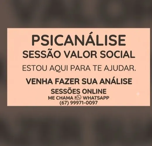 Psicanalista Clínica. Sessões de psicanálise online valor social.