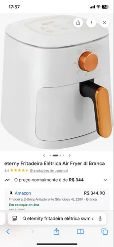 Fritadeira Elétrica Airfryer Eterny CT4072 4 Litros Branca