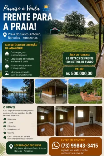 Terreno com Linda casa e acesso ao rio negro em barcelos amazonas
