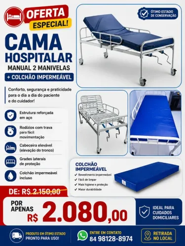 Cama hospitalar+colchão +protetor de colchão impermeável 