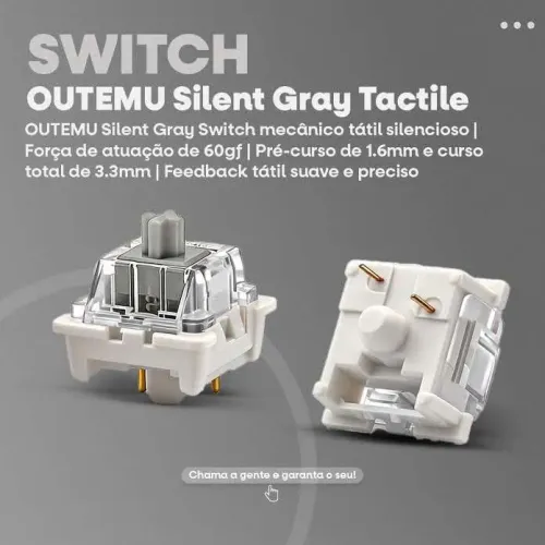 PROMOÇÃO!! Switch Outemu Silent Gray 70pcs | 3 Pinos | Feedback Tátil silencioso