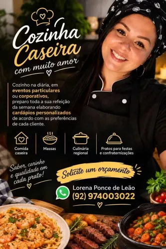 Cozinheira diarista ou particular eventos