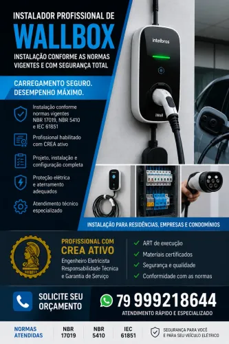 Instalação de Wallbox com especialista e ART de Instalação 
