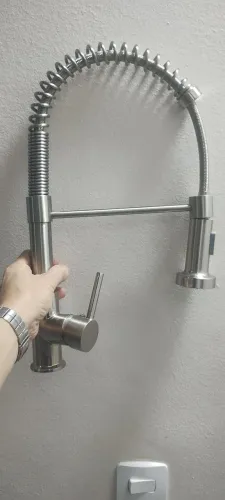 Torneira gourmet aço escovado prata com misturador nova