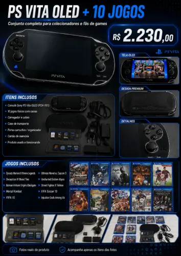 PS Vita OLED PCH-1101 + 10 jogos físicos e acessórios