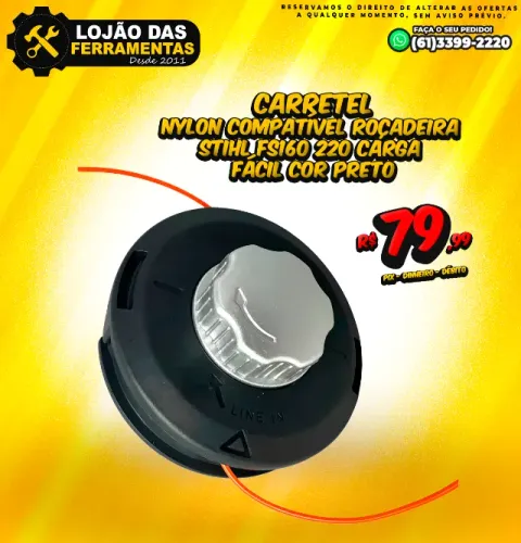Carretel Nylon Compatível Roçadeira Stihl Fs160 220 Carga Fácil Cor Preto