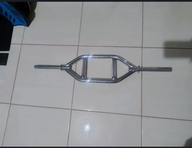 Barra H Em Aço Maciço Para Musculação Cromada - Usada