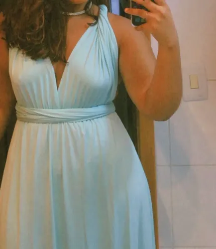 Vestido multi formas verde água