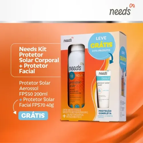 Kit Protetor Solar Needs Facial FPS 70 40g + Corporal FPS 50 Aerossol 200ml