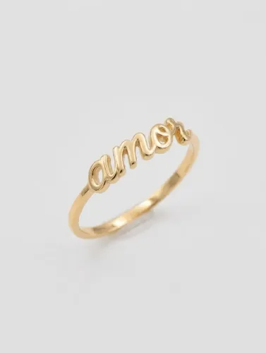 Anel Amor Feminino Dourado | Semijoia Aro 15