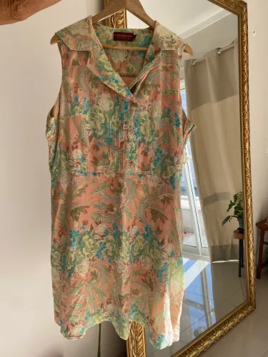 Vestido Cotton Colors Studio regata GG plus size salmão floral feminino comprimento joelho