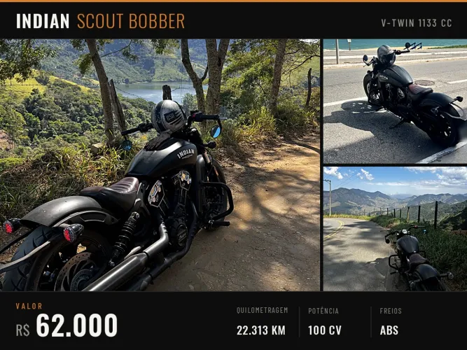 Indian Scout Bobber 1133 ABS - 22.313km - Preto Fosco