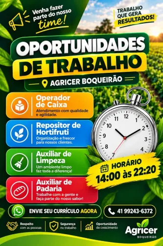 Vagas Agricer Boqueirão ?