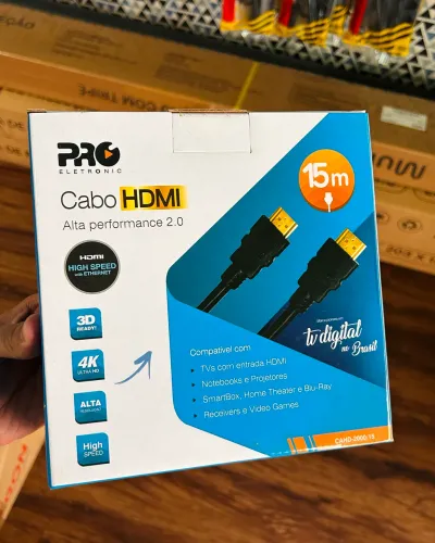 Cabo Hdmi de 15 Metros Pro Eletrônic Versão 2.0 Ultra HD 4K ( Promoção )