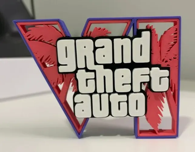 Letreiro Decorativo Grand Theft Auto VI (GTA 6) - Impressão 3D