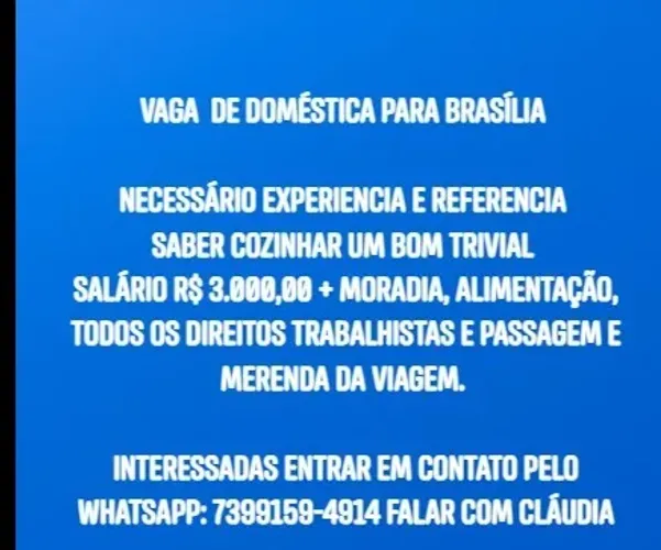 DOMÉSTICA PARA GOIÂNIA