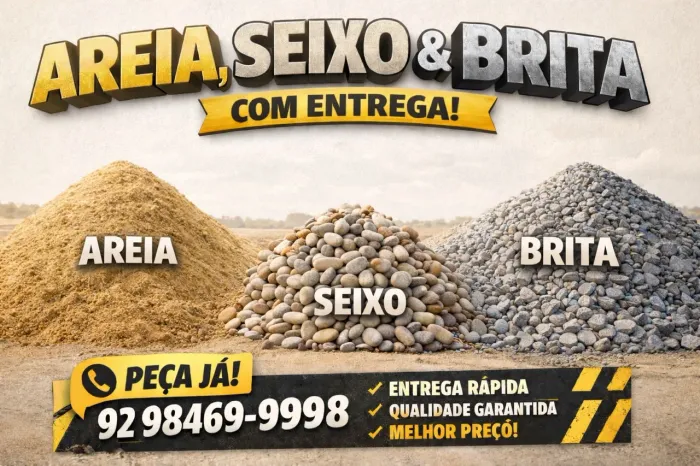 Areia, brita e seixo 