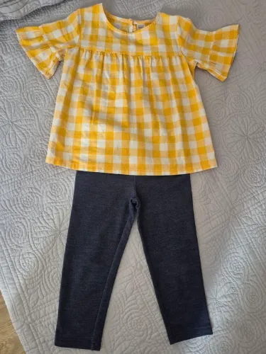 Conjunto Carter's legging e bata xadrez