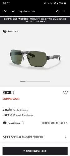 Óculos Escuro - Ray Ban.
