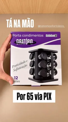 Porta Temperos Giratório 9 Potes de Vidro 85ml Organizador Cozinha Moderno