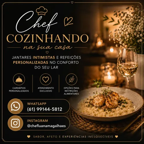 Chef Cozinhando na Sua Casa | Jantar Intimista<br>ou
