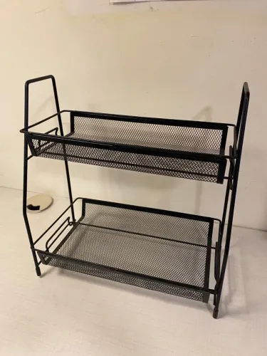 Organizador / Estante de Mesa 2 Andares - Metal Preto