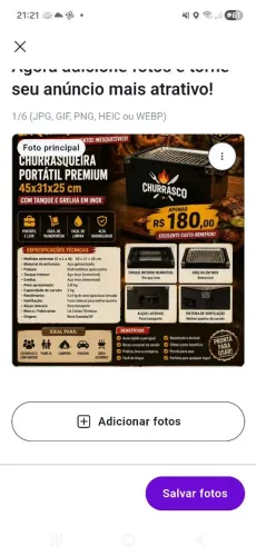 Churrasqueira Portátil Premium 45x31x25 Inox e Aço Galvanizado