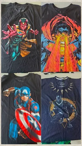 Combo 8 Camisas PITICAS Heróis originais tamanho XGG