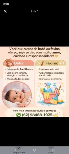 Ofereço meus serviços de babá