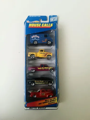 Pack com 5 miniaturas, Hot Wheels, Gift Pack da série House Calls, lançado em 1998, Mattel
