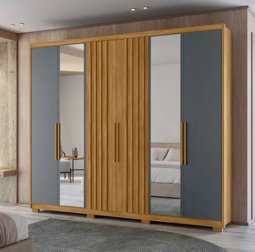 Roupeiro Araguaia Moval - 6 Portas, 4 Gavetas | Design Imponente e Acabamento Premium