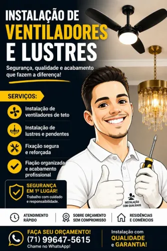 Instalador de Ventiladores de teto e Lustres de