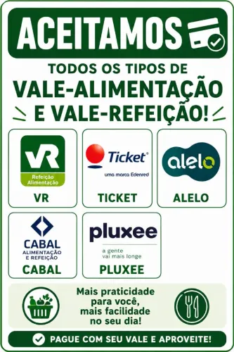 Utilize seu vale refeição e alimentação.