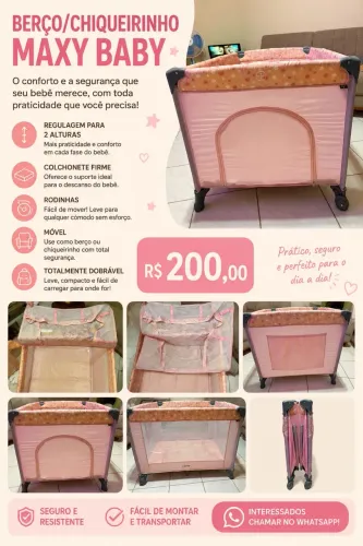 Berço e Chiqueirinho Móvel Maxy Baby Lune