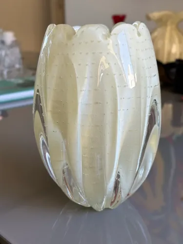 Murano São Marcos Vaso Em Cristal  Pérola 