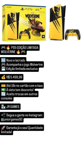 Ps5 slim edição limitada Wolverine