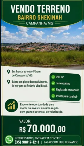 Vendo Terreno em Campanha-MG