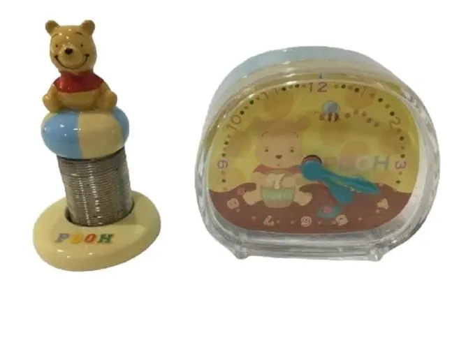Relógio Despertador Kit Porta Recados Ursinho Pooh e Organizador De Acrílico Importado