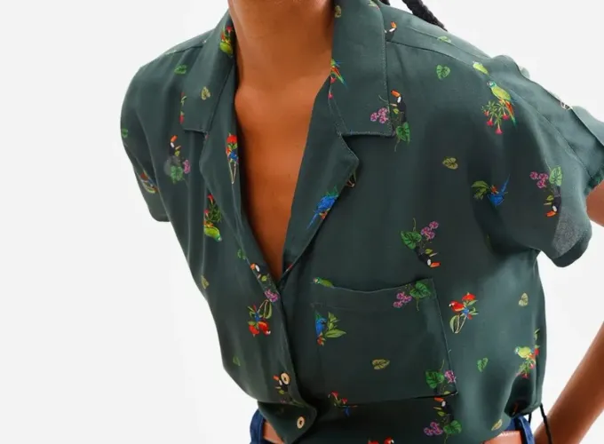 camisa de viscose verde PP<br><br>(36)