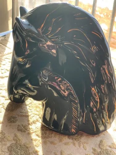 Decoraçao Escultura Cavalo Preto