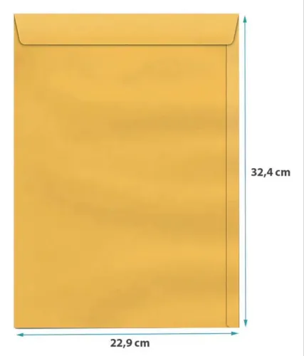 Caixa com 175 unidades de Envelopes A4 Amarelo Ouro - 22 x 32cm