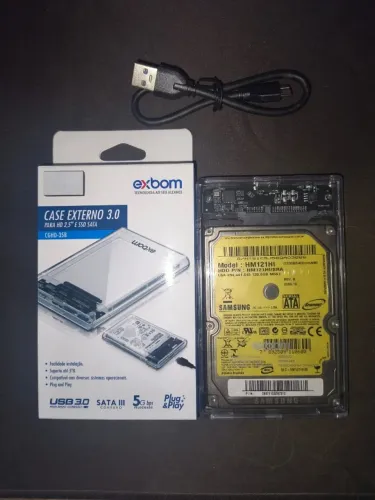 HD Externo 120GB Samsung - Case Transparente USB 3.0 Exbom