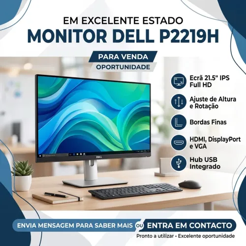 Monitor Dell P2219H 21.5" IPS Full HD gira sobe desce gamer escritório estado de novo