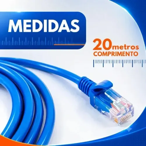 cabo de rede cat6 20 metros rj45 internet cftv alta velocidade/desemp mcb-1020
